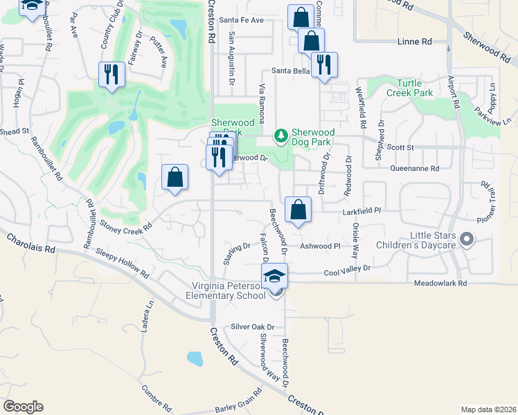 map of restaurants, bars, coffee shops, grocery stores, and more near 1424 Stoney Creek Road in Paso Robles