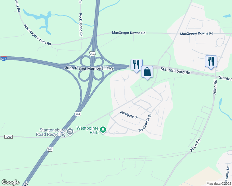 map of restaurants, bars, coffee shops, grocery stores, and more near 1203 Peyton Circle in Greenville