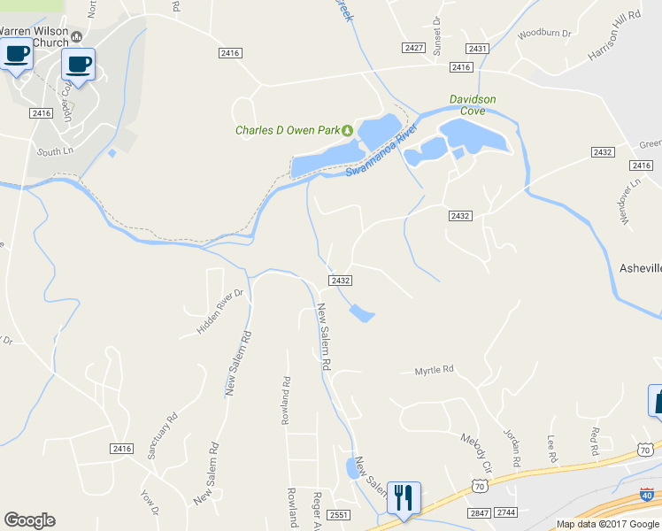 map of restaurants, bars, coffee shops, grocery stores, and more near 15 Linn Garden Lane in Swannanoa