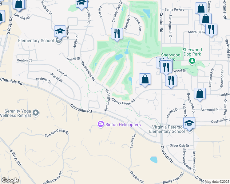 map of restaurants, bars, coffee shops, grocery stores, and more near 1913 Pebble Beach Court in Paso Robles