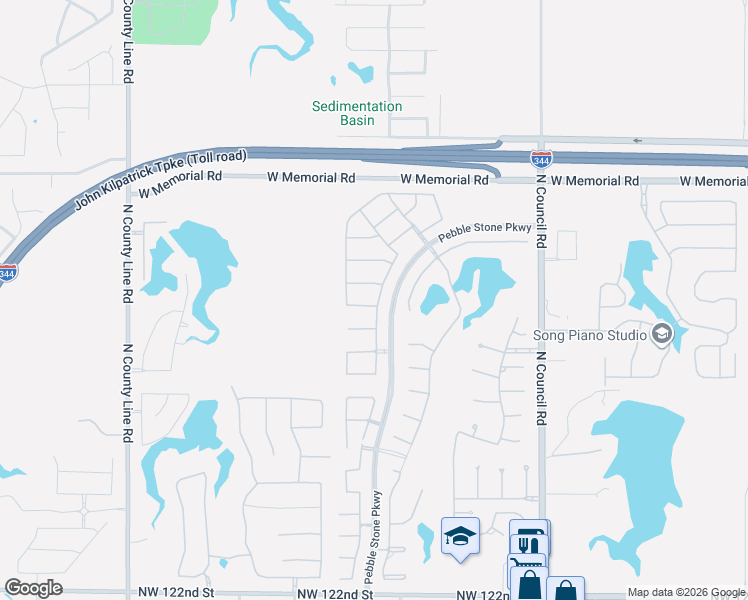 map of restaurants, bars, coffee shops, grocery stores, and more near 8408 Northwest 133rd Street in Oklahoma City