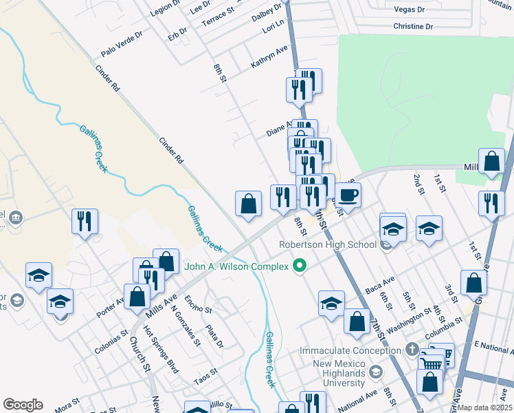 map of restaurants, bars, coffee shops, grocery stores, and more near 1523 8th Street in Las Vegas