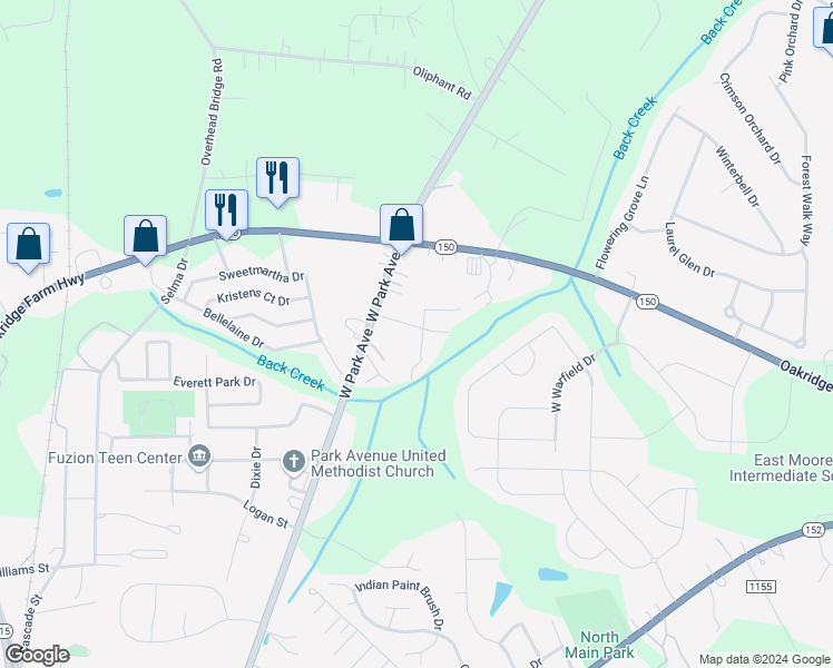 map of restaurants, bars, coffee shops, grocery stores, and more near 106 Rockhopper Lane in Mooresville