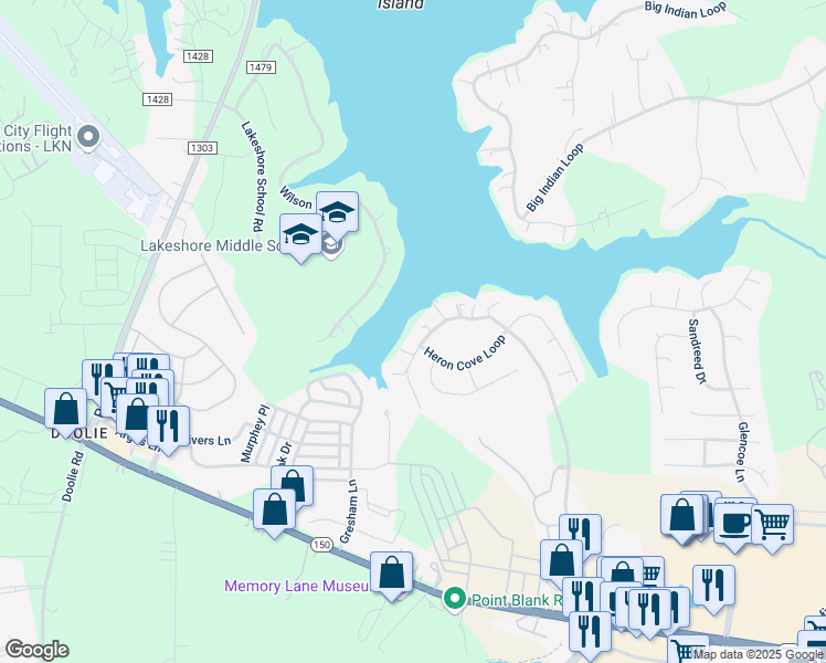 map of restaurants, bars, coffee shops, grocery stores, and more near 318 Ervin Road in Mooresville