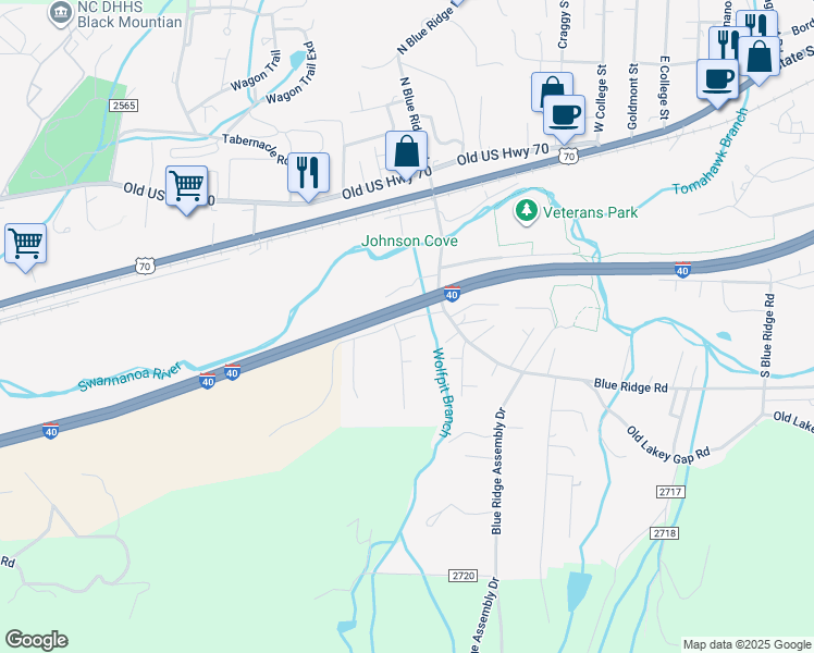 map of restaurants, bars, coffee shops, grocery stores, and more near 4 Greenbriar Road in Black Mountain
