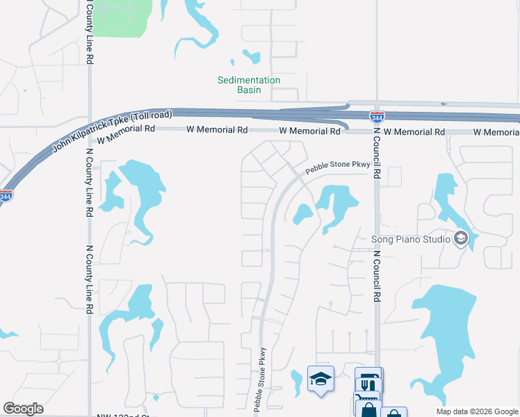 map of restaurants, bars, coffee shops, grocery stores, and more near 8408 Northwest 133rd Street in Oklahoma City