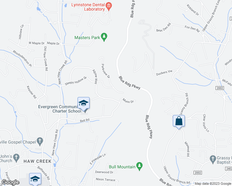 map of restaurants, bars, coffee shops, grocery stores, and more near 79 Sleepy Hollow Drive in Asheville