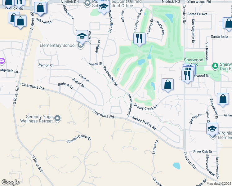 map of restaurants, bars, coffee shops, grocery stores, and more near 893 Candlewood Court in Paso Robles