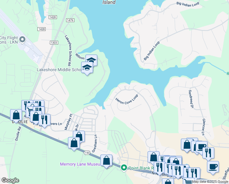 map of restaurants, bars, coffee shops, grocery stores, and more near 318 Ervin Road in Mooresville
