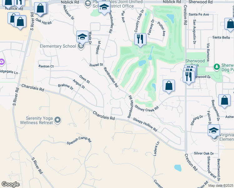 map of restaurants, bars, coffee shops, grocery stores, and more near 893 Candlewood Court in Paso Robles
