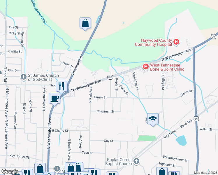 map of restaurants, bars, coffee shops, grocery stores, and more near 1021 Hungerford Street in Brownsville
