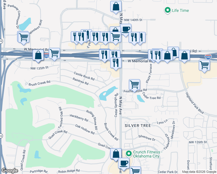 map of restaurants, bars, coffee shops, grocery stores, and more near 2940 Browne Stone Road in Oklahoma City