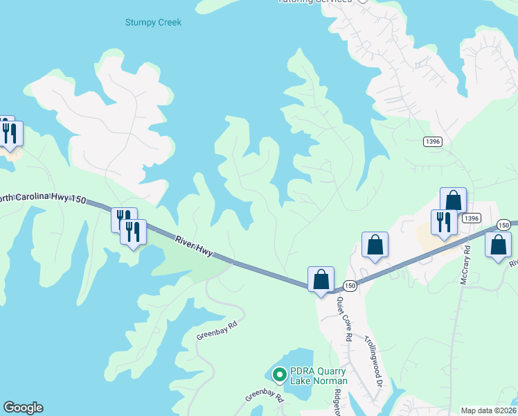 map of restaurants, bars, coffee shops, grocery stores, and more near 173 Waddell Road in Mooresville