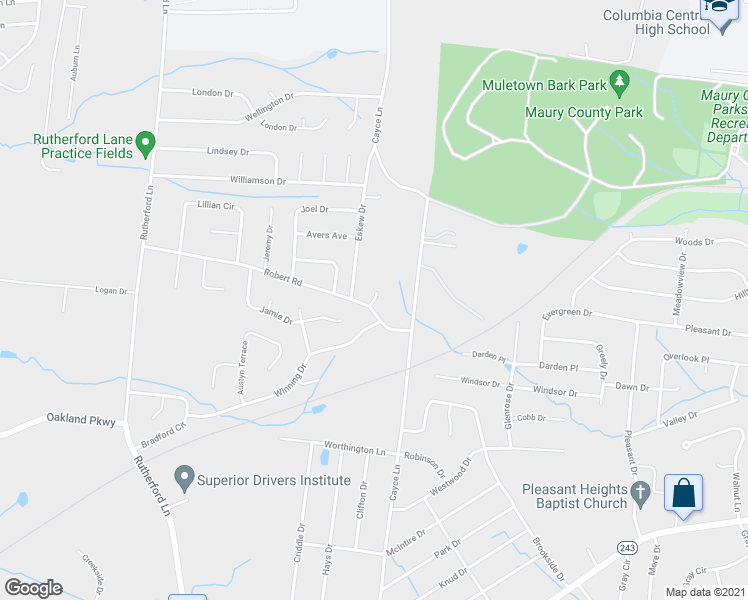 map of restaurants, bars, coffee shops, grocery stores, and more near 1612 Robert Road in Columbia