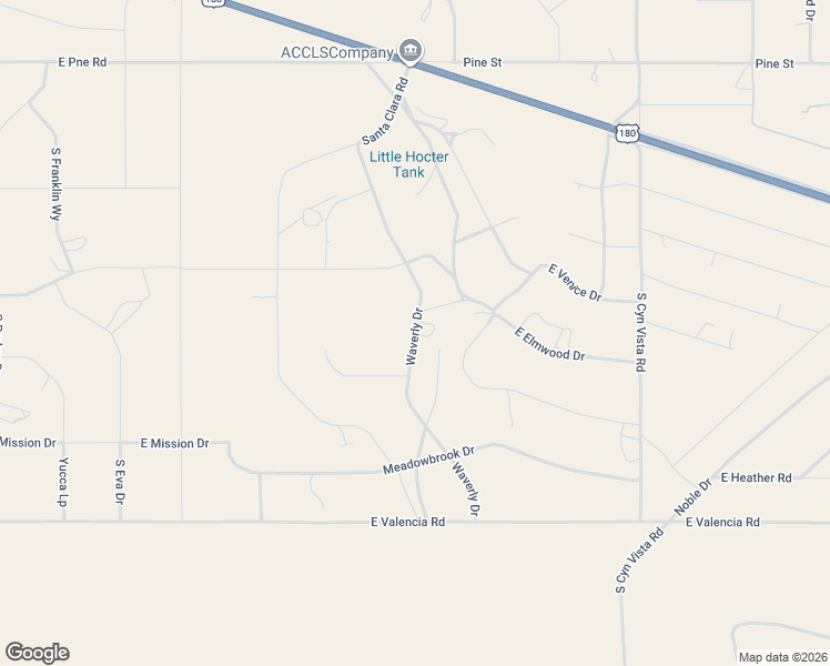 map of restaurants, bars, coffee shops, grocery stores, and more near Waverly Drive in Valle