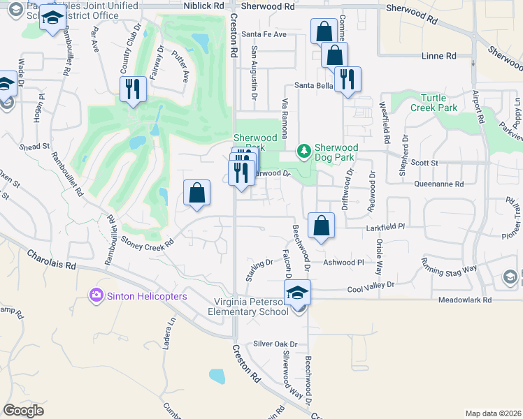 map of restaurants, bars, coffee shops, grocery stores, and more near 1337 Stoney Creek Road in Paso Robles