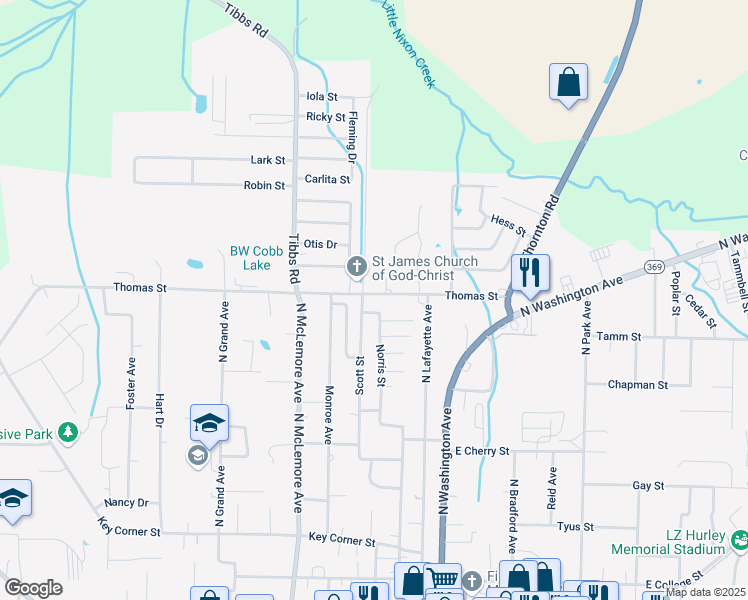 map of restaurants, bars, coffee shops, grocery stores, and more near 220 Thomas Street in Brownsville