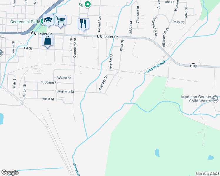 map of restaurants, bars, coffee shops, grocery stores, and more near 254 Rhea St in Jackson
