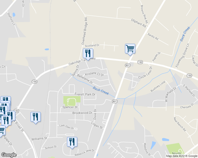 map of restaurants, bars, coffee shops, grocery stores, and more near 137 Chere Helen Drive in Mooresville