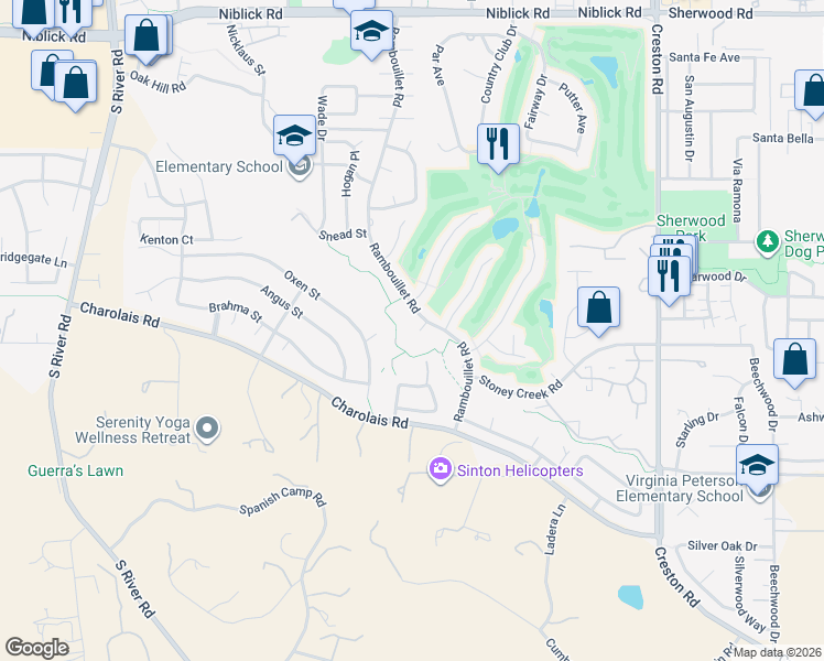 map of restaurants, bars, coffee shops, grocery stores, and more near 895 Candlewood Court in Paso Robles