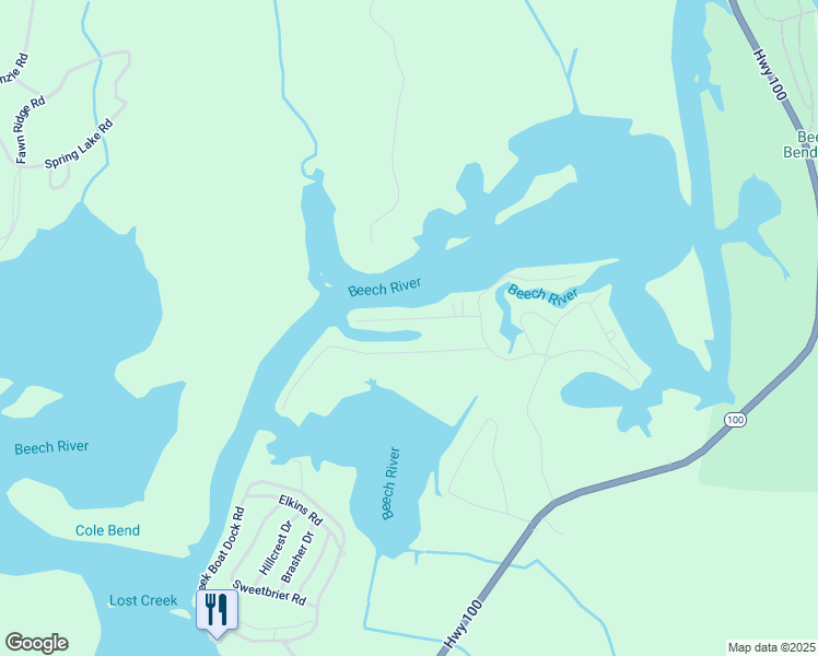map of restaurants, bars, coffee shops, grocery stores, and more near 1301 Kilo Ford Road in Parsons