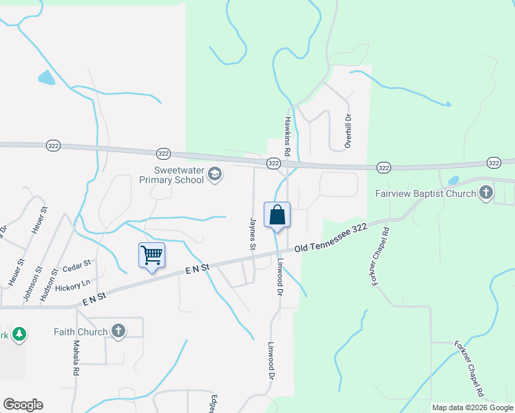 map of restaurants, bars, coffee shops, grocery stores, and more near 136 Jaynes Street in Sweetwater