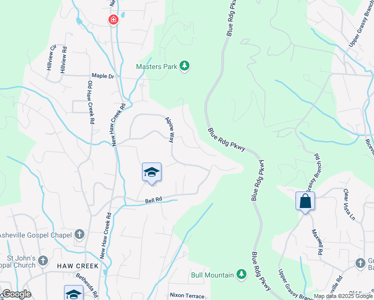 map of restaurants, bars, coffee shops, grocery stores, and more near 57 Sleepy Hollow Drive in Asheville