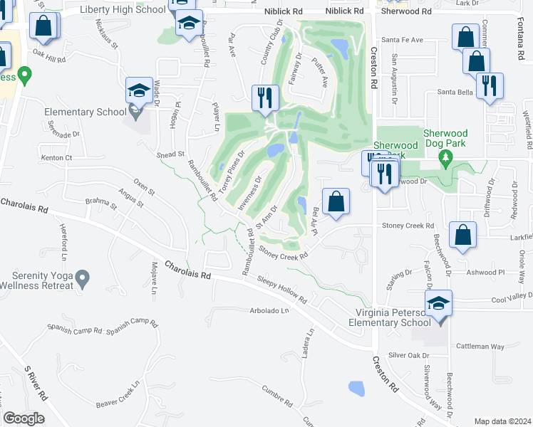 map of restaurants, bars, coffee shops, grocery stores, and more near 911 Saint Ann Drive in Paso Robles