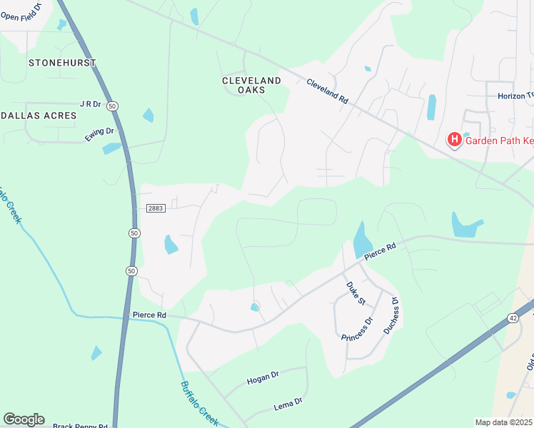 map of restaurants, bars, coffee shops, grocery stores, and more near 471 Pierce Landing Drive in Garner