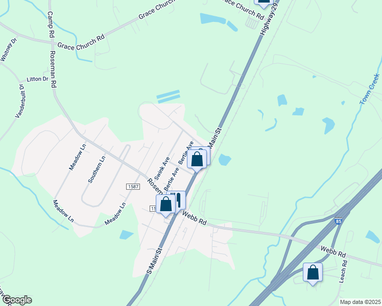 map of restaurants, bars, coffee shops, grocery stores, and more near 5465 Bertie Avenue in Salisbury