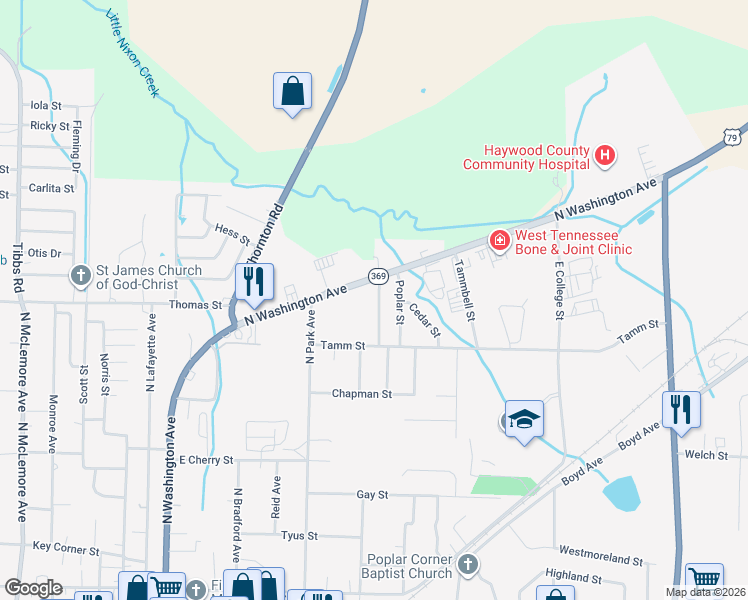 map of restaurants, bars, coffee shops, grocery stores, and more near 1021 Hungerford Street in Brownsville