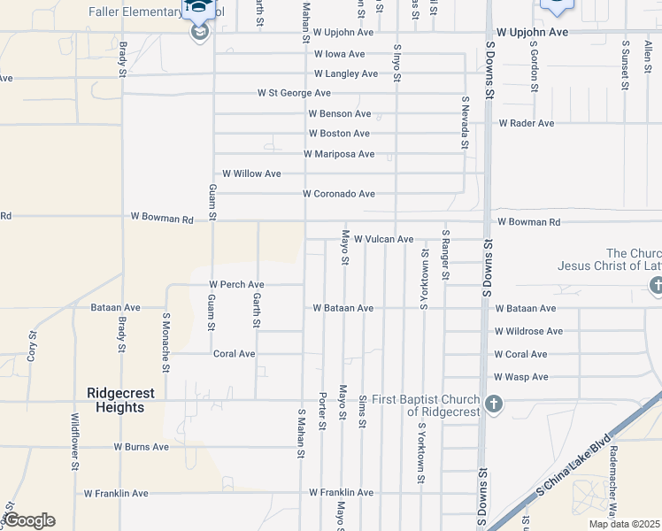 map of restaurants, bars, coffee shops, grocery stores, and more near 938 Porter Street in Ridgecrest