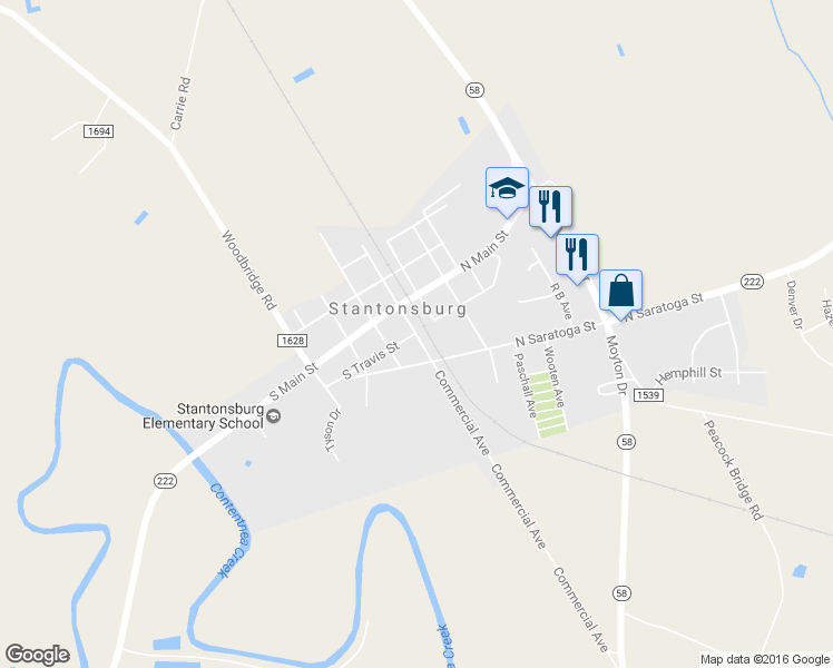 map of restaurants, bars, coffee shops, grocery stores, and more near 317 East Commercial Avenue in Stantonsburg