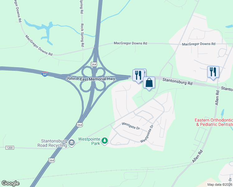 map of restaurants, bars, coffee shops, grocery stores, and more near 1203 Peyton Circle in Greenville