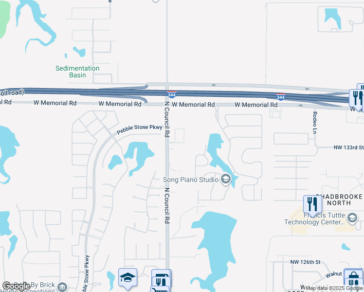 map of restaurants, bars, coffee shops, grocery stores, and more near 13309 Blue Canyon Circle in Oklahoma City