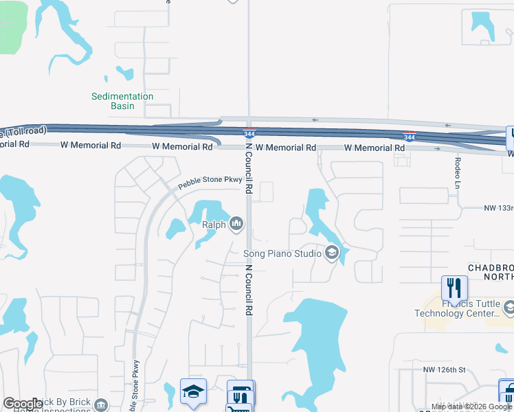 map of restaurants, bars, coffee shops, grocery stores, and more near 7916 Northwest 134th Street in Oklahoma City