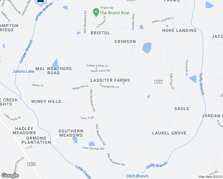 map of restaurants, bars, coffee shops, grocery stores, and more near 6112 Catandpolly Lane in Raleigh