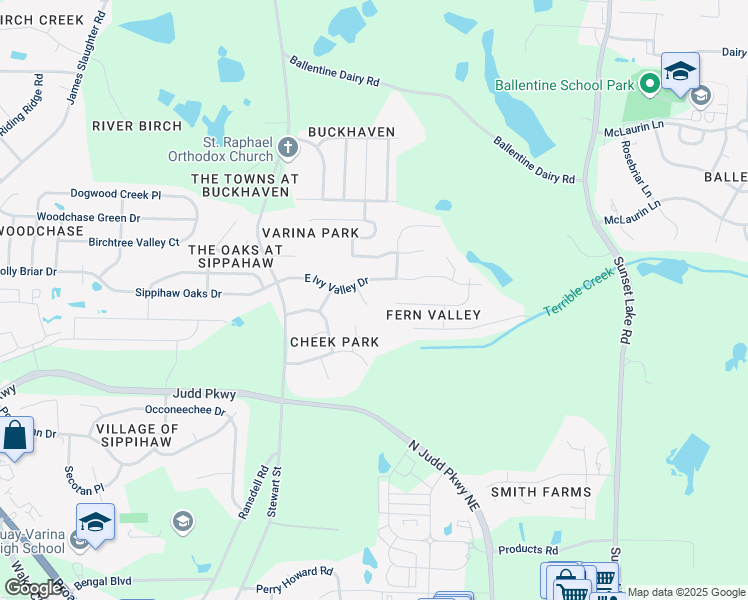 map of restaurants, bars, coffee shops, grocery stores, and more near 1738 Lily Meadow Court in Fuquay-Varina