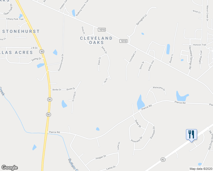 map of restaurants, bars, coffee shops, grocery stores, and more near 77 Ila Place in Garner
