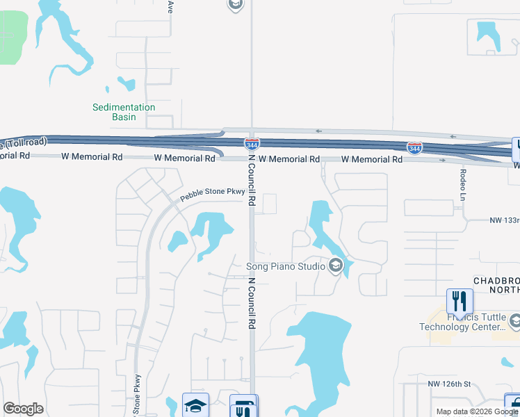 map of restaurants, bars, coffee shops, grocery stores, and more near 13514 Bluejacket Dr in Oklahoma City