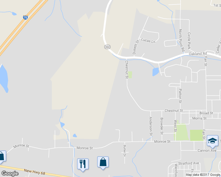 map of restaurants, bars, coffee shops, grocery stores, and more near 2085 Chestnut Street in Sweetwater