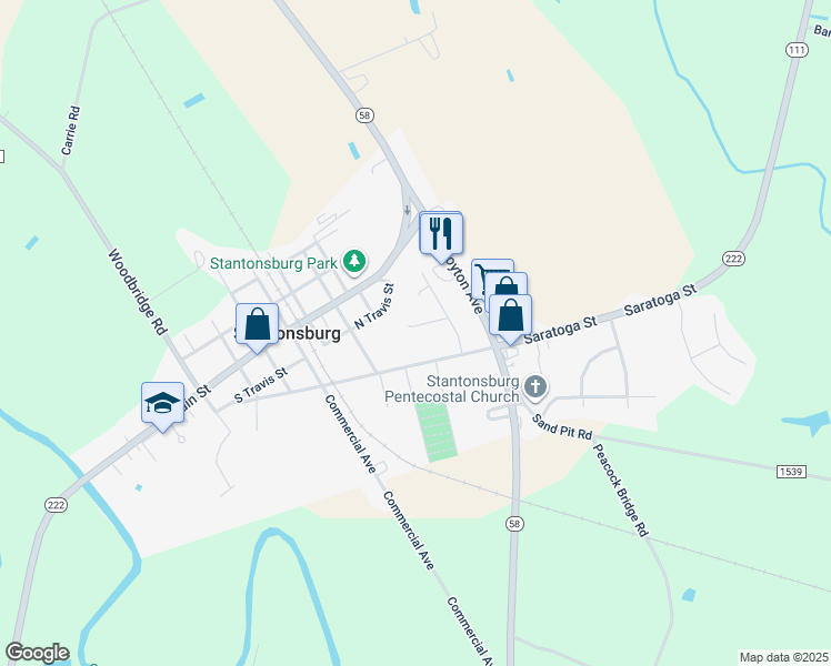 map of restaurants, bars, coffee shops, grocery stores, and more near 304 Derek Lane in Stantonsburg