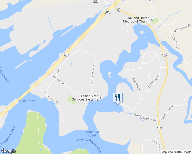 map of restaurants, bars, coffee shops, grocery stores, and more near 233 Harbor View Lane in Maryville