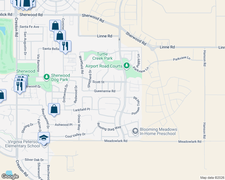 map of restaurants, bars, coffee shops, grocery stores, and more near 1843 Ponderosa Lane in Paso Robles