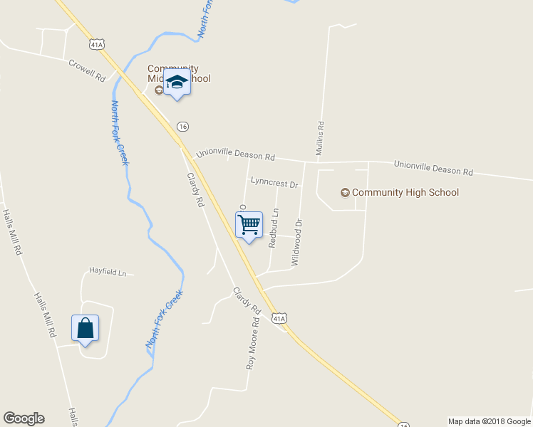 map of restaurants, bars, coffee shops, grocery stores, and more near 305 Redbud Lane in Unionville