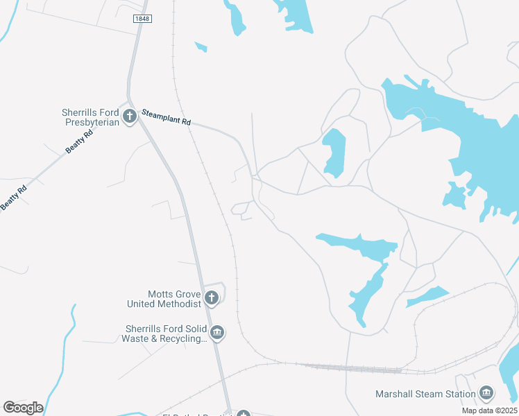 map of restaurants, bars, coffee shops, grocery stores, and more near Steamplant Road in Lake Norman of Catawba