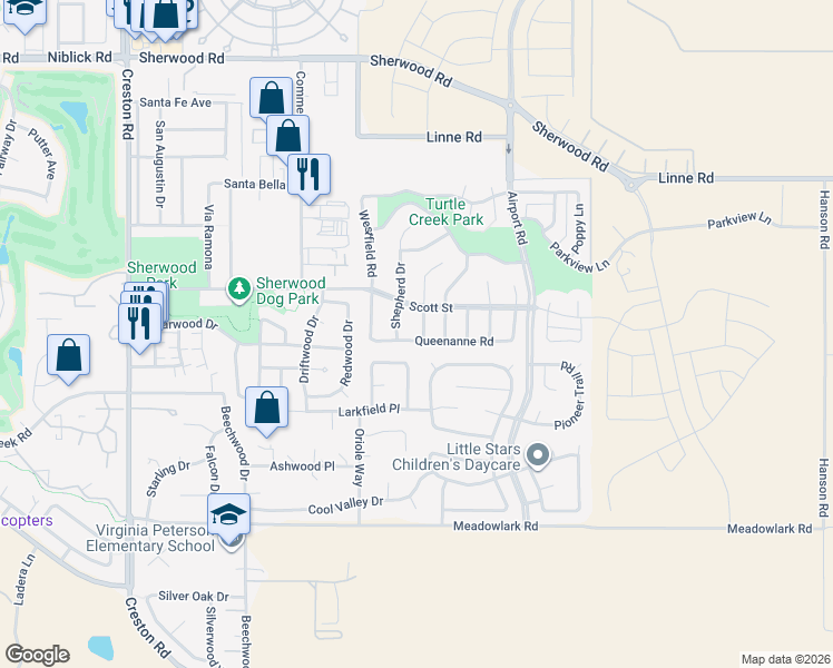 map of restaurants, bars, coffee shops, grocery stores, and more near 625 Queenanne Road in Paso Robles