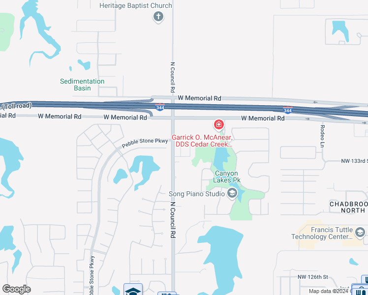 map of restaurants, bars, coffee shops, grocery stores, and more near 13514 Bluejacket Dr in Oklahoma City