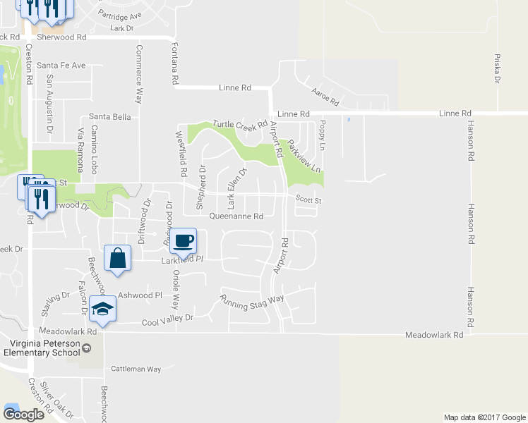 map of restaurants, bars, coffee shops, grocery stores, and more near 1840 Ponderosa Lane in Paso Robles