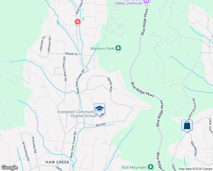 map of restaurants, bars, coffee shops, grocery stores, and more near 80 Alpine Way in Asheville